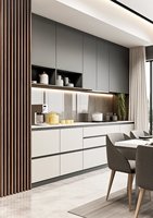 Meubles de cuisine sur mesure intégrés d'inspiration rétro, esthétique patrimoniale, pour toute la maison