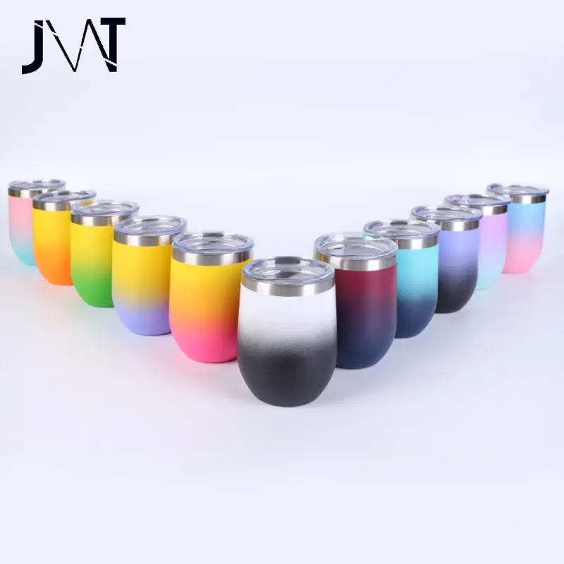 JWT all'ingrosso Logo personalizzato 12oz doppia parete sottovuoto caffè tazze di vino a forma di uovo doppia parete in acciaio inox bottiglia d'acqua