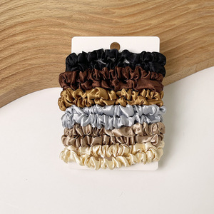 Groothandel Goedkope Europese Stijl Satijn Haar <span class=keywords><strong>Scrunchies</strong></span> Vrouwelijke Elastische Zijden Haarband Stijlvolle Paardenstaart Houder Voor Meisjes Effen Kleur - Product Image 5