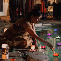 Lumières artificielles flottantes en forme de lotus en mousse pour la maison, les mariages, les jardins, les étangs, les piscines, les anniversaires, les fêtes indiennes Diwali, la décoration et les cadeaux de retour.