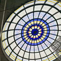 Dôme de plafond en verre trempé et vitrail pour mosquée, pour l'extérieur des bâtiments