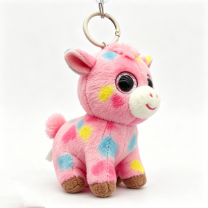 Customized Plush giraffe keychain, Cute giraffe stuffed animal <b>keyring</b>, <b>Mini</b> giraffe plush bag charm,Pink giraffe plush charm - Product Image 3