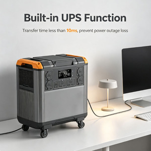 Station d'alimentation portable 3000W UPS tout-en-un avec batterie de secours domestique 5376Wh, couvercle étanche, générateur solaire LiFePO4 avec roues - Product Image 2