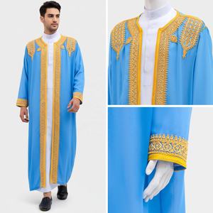 ثوب عربي إسلامي سعودي قطري الأكثر مبيعًا لعام <span class=keywords><strong>2026</strong></span>، جبة مطرزة بالذهب بأكمام طويلة وتصميم طويل للرجال M133 - Product Image 6