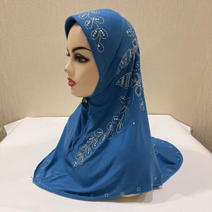Bufanda de cabeza de taladro de pavo real de moda Hijab instantáneo Undercap con Hijab instantáneo de doble bucle musulmán árabe - Product Image 3