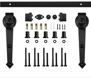 Kit de rails de <span class=keywords><strong>porte</strong></span> à double action avec roulettes, en acier au carbone noir, pour <span class=keywords><strong>porte</strong></span> de grange <span class=keywords><strong>coulissante</strong></span> à suspension - Product Image 3