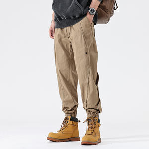 Vente chaude salopette attachée à la jambe hommes printemps pantalons Joker lâche taille élastique décontracté pantalon droit nouveau beau pantalon pour hommes - Product Image 6