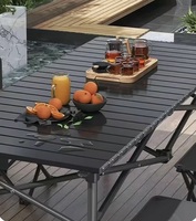 Ensemble table et chaises pliantes portables rectangulaires pour l'extérieur, style décontracté, pour camping, table à roulettes, maison, cour, barbecue