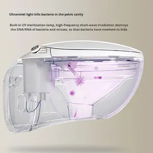 Toilette en céramique encastrée murale en forme d'œuf Réservoir d'eau intégré Siphon entièrement automatique Télé<span class=keywords><strong>commande</strong></span> Toilette intelligente suspendue - Product Image 4