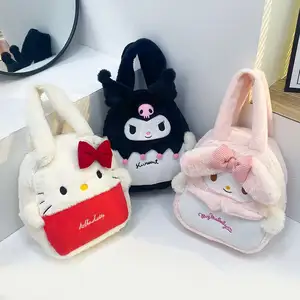 Bolsa de mão feminina grande de pele sintética macia e fofa de pelúcia moda outono e inverno