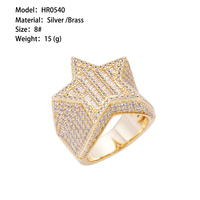 Bagues Hiphop en argent sterling 925 plaqué or 14 carats, nouvelle arrivée, diamants baguette GRA, étoile de David, moissanite pour hommes