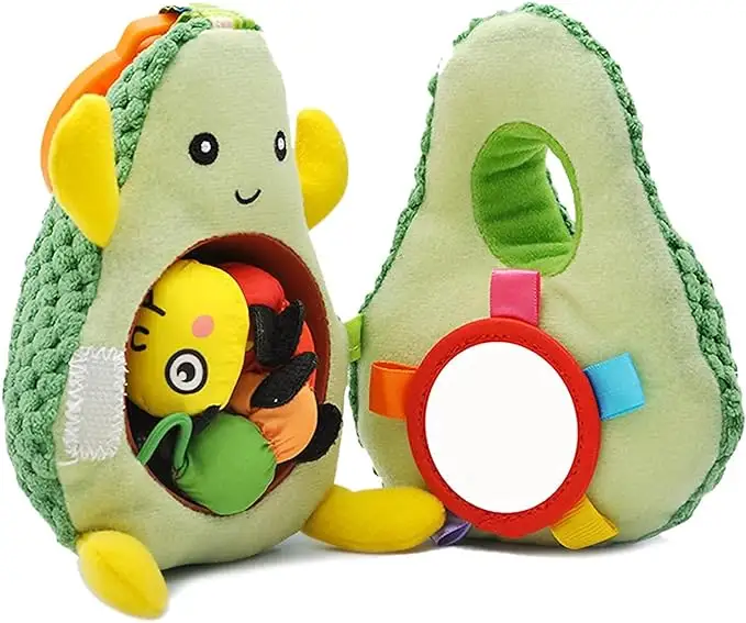 Bebê Plush Fruit Doll Brinquedos, Caterpillar Comer Frutas Recheadas Cartoon Snuggle Travel Activity Toy com chocalho