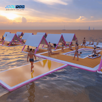 Plateforme flottante gonflable personnalisée pour loisirs aquatiques, île lounge, cabane, pavillon