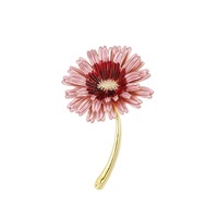 Bros Pin Zirkon Bunga Daisy Merah Tunggal Custom Micro Insert untuk Wanita, Unisex, Anak-anak, Perhiasan Alloy Lucu untuk Pernikahan dan Pertunangan