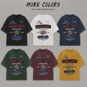 T-shirt <span class=keywords><strong>da</strong></span> <span class=keywords><strong>uomo</strong></span> personalizzata OEM 300gsm, lavaggio effetto sporco, stampa DTG multi-grafica, oversize, vintage Y2K, streetwear retrò, girocollo - Product Image 4