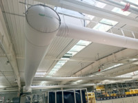 Conduit d'air flexible en tissu polyester ignifuge de style industriel BD-RT de 10 m²/rectangulaire, réduction du bruit, sans système HVAC