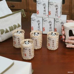 Nuevo estilo chino, vela perfumada de Panda tejida de bambú, accesorios para fotos, creador de ambiente para el hogar, regalo de cumpleaños, regalo creativo para Festival - Product Image 5