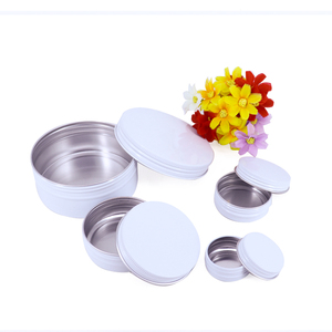 Vente en gros de boîtes en métal blanc de 15 ml/15 g (1/2 oz) pour <span class=keywords><strong>baume</strong></span> à lèvres <span class=keywords><strong>DIY</strong></span> avec bouchon à vis, boîte en aluminium - Product Image 1