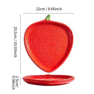 Assiette en céramique éco-responsable réutilisable en forme de fraise, sous-glaçure, disponible en différentes tailles - Product Image 4