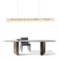 Lampe de table linéaire LED en marbre naturel et acier inoxydable, sur mesure, directement de l'usine, double usage, pour salle à manger et lustre