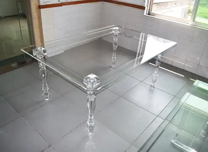 Chất lượng cao rõ ràng Acrylic đồ nội thất hình chữ nhật Pha Lê Văn phòng hội nghị bàn glasstop bảng khách sạn đám cưới bàn ăn - Product Image 4