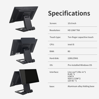 Sistema de Punto de Venta Todo en Uno GLong GL-A2 de Fábrica China, Pantalla Táctil de 15.6 Pulgadas, Windows, Intel I5, 6 Puertos USB para Comercio Minorista y Restaurantes