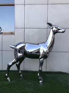 Escultura grande de acero inoxidable, escultura de plástico reforzado con fibra de vidrio de animales facetados geométricos, decoración de parque urbano comercial - Product Image 5