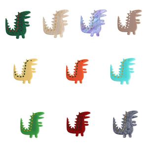 Pince à cheveux et épingle en acrylique fantaisie de haute qualité, motif dinosaure vert, mignonne et tendance, pour accessoires de fête pour filles - Product Image 1