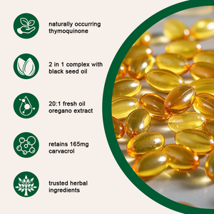 Capsules d'huile d'origan sauvage non-OGM, Aceite De Oregano, Huile d'origan avec huile de nigelle, gélules molles - Product Image 4