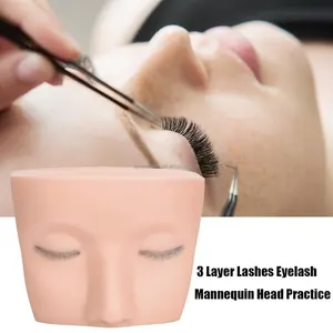 Vente de gros Tête de mannequin de cils avec 3 couches de cils pour extensions de cils