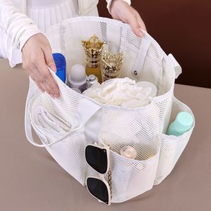 Bolsa de playa de malla de poliéster con letras de verano, organizador de cosméticos de gran capacidad, duradero, portátil, resistente al agua, ligero - Product Image 4