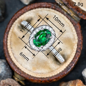 Anello da donna ovale con zirconi geometrici, gioiello classico di tendenza, accessorio elegante da regalo - Product Image 4