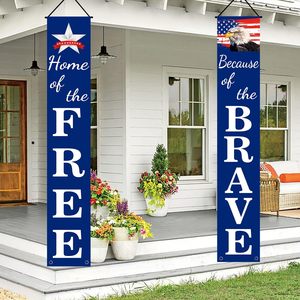 Bannière patriotique <span class=keywords><strong>de</strong></span> bienvenue pour le 4 juillet, avec feux d'artifice et ballons, pour la véranda, bannières suspendues pour le Memorial Day, couplets pour le Jour <span class=keywords><strong>de</strong></span> l'Indépendance - Product Image 2