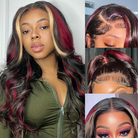 Wig Rambut Asli Vietnam Hitam Merah Pirang Highlight HD Front Wig Virgin Tanpa Lem Transparan HD untuk Lace 13X4 Baby Hair Body Wave