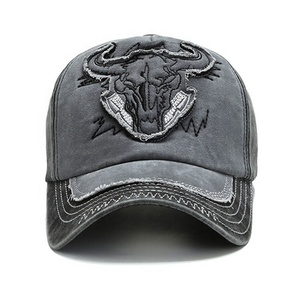<span class=keywords><strong>Gorra</strong></span> de Béisbol Vintage Desgastada <span class=keywords><strong>con</strong></span> Parche de Cabeza de <span class=keywords><strong>Toro</strong></span> - Product Image 6
