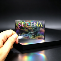 Kartu Nama Bisnis Holografik Pelangi Warna-warni Kustom Pribadi, Foil Laser Tahan Air Teknologi NFC 13.56 MHz Kartu Koleksi