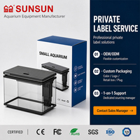 Aquarium de bureau intelligent SUNSUN avec pompe filtrante intégrée et éclairage LED en verre et plastique pour Betta, poissons rouges, tortues, utilisation en salon