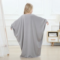 6379 #   Robe Abaya pour filles, mignonne, respirante, pour l'hiver, le printemps et l'automne, à manches chauve-souris, longue et ample, en polyester, pour musulmanes