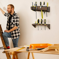 Support de téléphone portable moderne en bois à double niveau, support de stylo, porte-outils pour le bureau ou la maison, portable et multifonctionnel