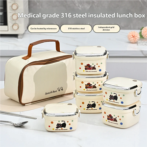 Boîtes à lunch en acier inoxydable 316 en gros, boîtes à lunch mignonnes de dessin animé, boîtes à <span class=keywords><strong>bento</strong></span> chauffantes pour étudiants et employés de bureau - Product Image 1