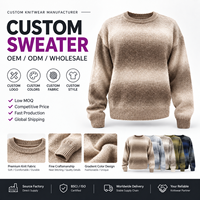 Pull en maille dégradé personnalisé pour hommes, 470 GSM, épais, doux et chaud, effet ombré, pour l'hiver, vente en gros