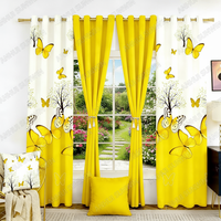 Ensemble de 7 rideaux prêts à être expédiés avec housses de coussin, design américain, imprimé floral, 100% polyester, rideaux occultants à œillets