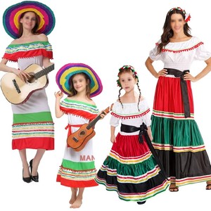 Vestido Largo Tradicional Mexicano, Brasileño y Español para Niñas, Disfraz de Baile para Carnaval, Halloween y Cinco de Mayo, Venta al Por Mayor - Product Image 1