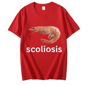 स्कोलियोसिस मजाकिया झींगा मेम टी शर्ट यूनिसेक्स फैशन आकस्मिक टी-शर्ट गर्मियों की छोटी आस्तीन टी शर्ट - Product Image 5