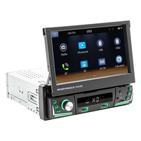 Autoradio Stéréo Android Universel 1 Din avec Écran Rétractable 7 Pouces Navigation GPS Bluetooth AUX SD USB Télécommande