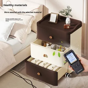 Commode à tiroirs en plastique effet cuir, bicolore marron crème, avec poignées dorées, 3, 4 ou 5 tiroirs, organisateur sur roulettes, pour la maison et le bureau, vente en gros - Product Image 2