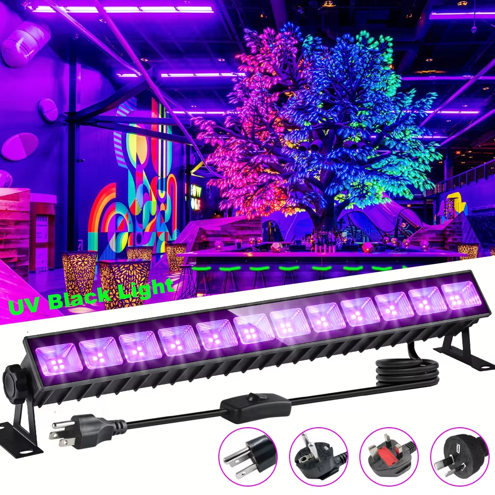 36W UV 395nm Blacklight LED Bar Neon Halloween Fluorescent Disco Lights 110V 220V Ultraviolet Lamp for Glow Party DJ Illuminates