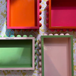 ถาดโต๊ะเครื่องแป้งมีขอบลูกปัดสีสันสดใสถาดเคลือบแล็กเกอร์ตกแต่งสไตล์โมเดิร์น - Product Image 1