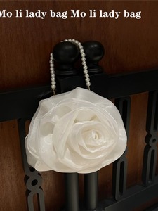 New Style Luxury Lady Vintage Pearl Camellia Pu Dress Girls Wedding Banquet Evening Portable Two Crossbody <b>Small</b> Round <b>Handbag</b> - Product Image 4