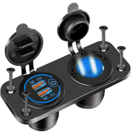 Adaptateur de prise d'alimentation LED 12V avec double chargeur QC3.0 18W à montage sur panneau et interrupteur tactile pour voiture, camping-car, bateau, marine